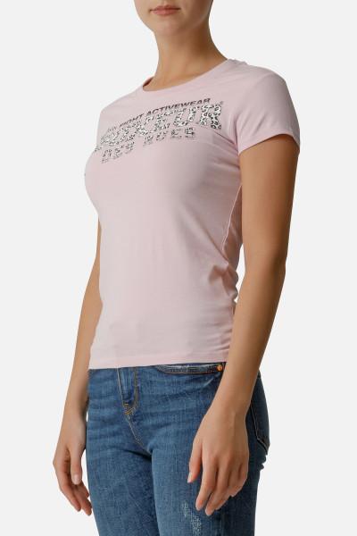 T-Shirt Basica Con Logo Animalier Pink