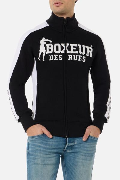 Felpa Collo Alto Nera Con Inserti A Contrasto