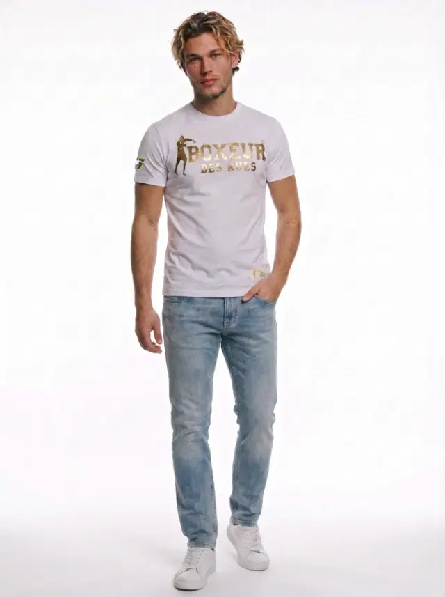 T-Shirt Iconica White con logo Gold