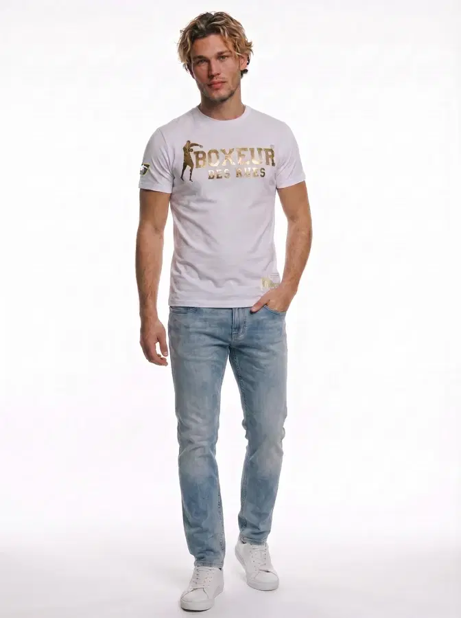 T-Shirt Iconica White con logo Gold