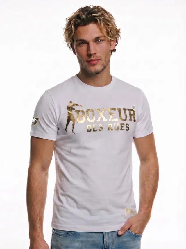 T-Shirt Iconica White con logo Gold