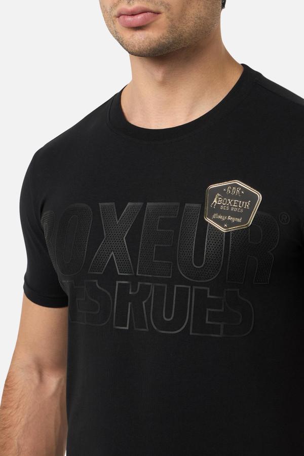 T-Shirt Graficata con Dettagli Black-Gold