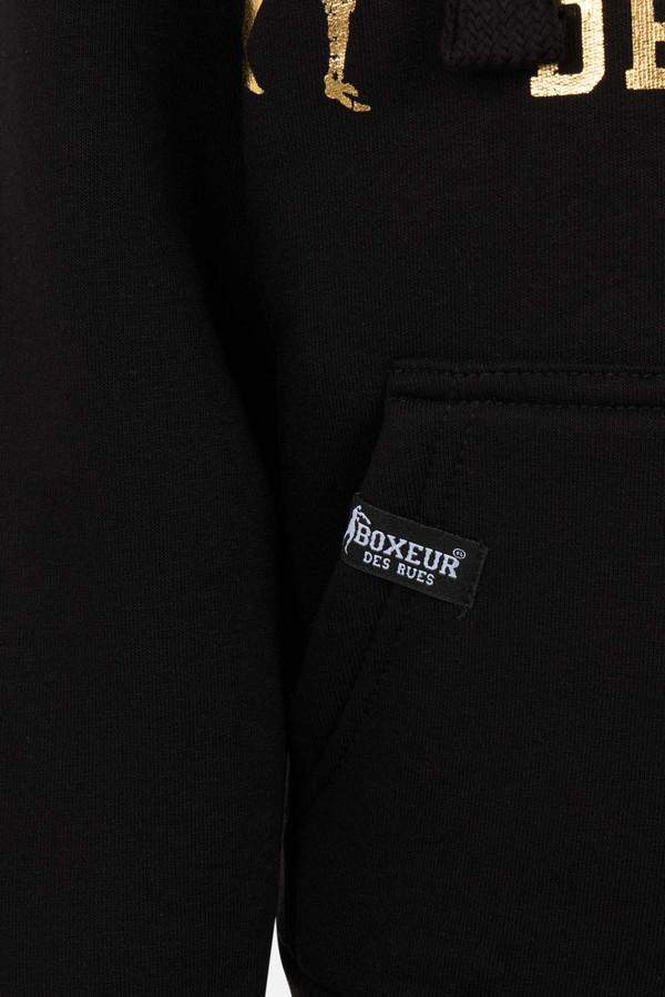 Felpa Nera Con Cappuccio Black-Gold