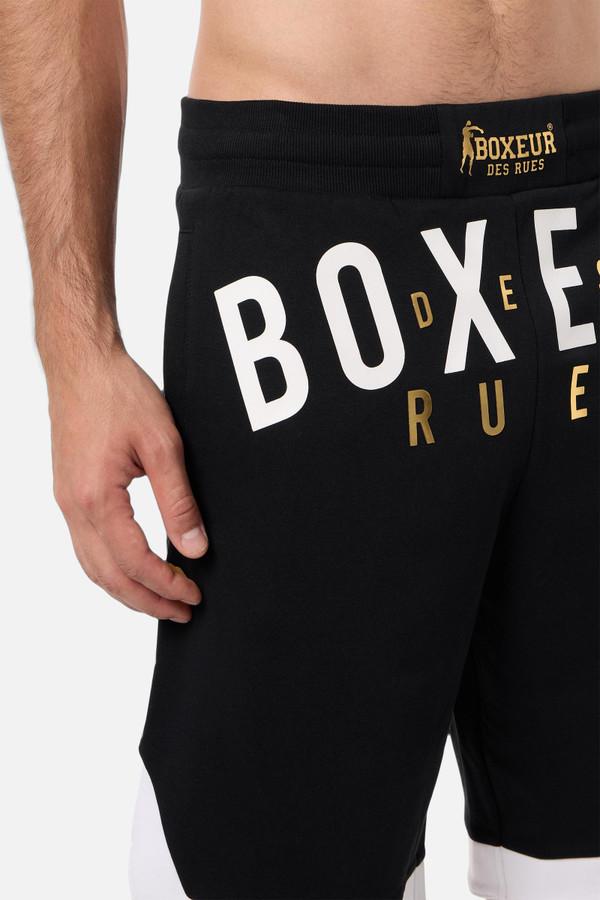 Pantaloni Corti Con Logo Frontale Black-Gold