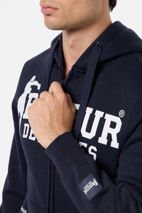 Felpa Full Zip Midnight Con Patch E Logo Midnight