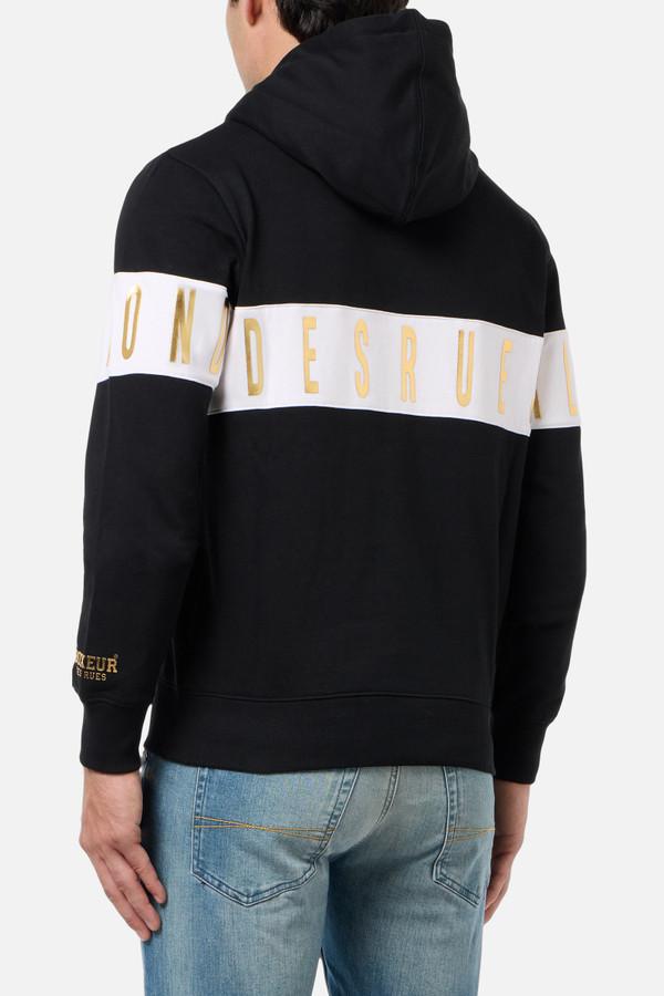 Felpa Con Cappuccio Nera Con Inserto In Contrasto Black-Gold