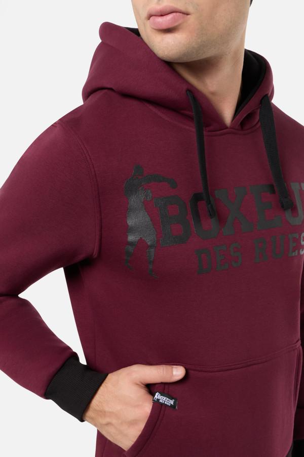 Felpa Logo Tawny Port E Nera Con Cappuccio