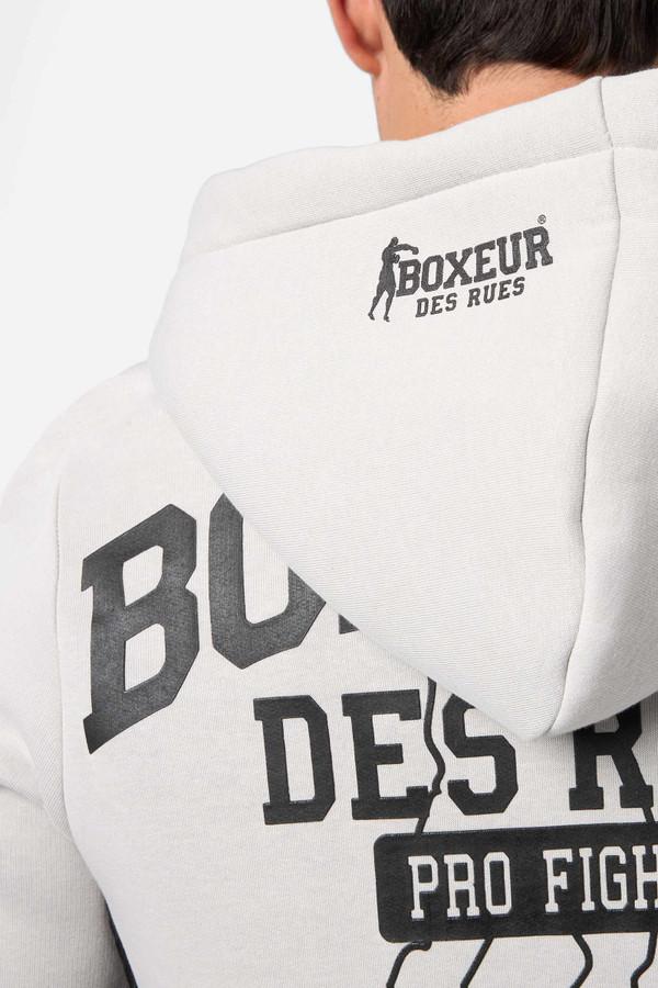 Felpa Logo Grigia E Nera Con Cappuccio E Zip