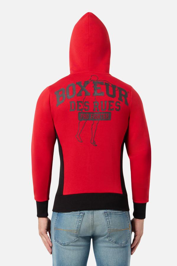 Felpa Logo Rosso E Nera Con Cappuccio E Zip Red