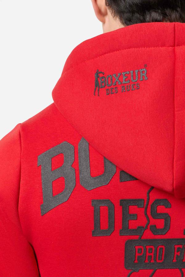 Felpa Logo Rosso E Nera Con Cappuccio E Zip Red