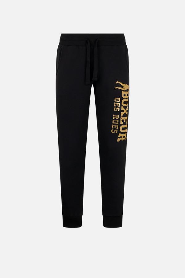 Pantalone Nero Slim Fit Con Patch Black-Gold