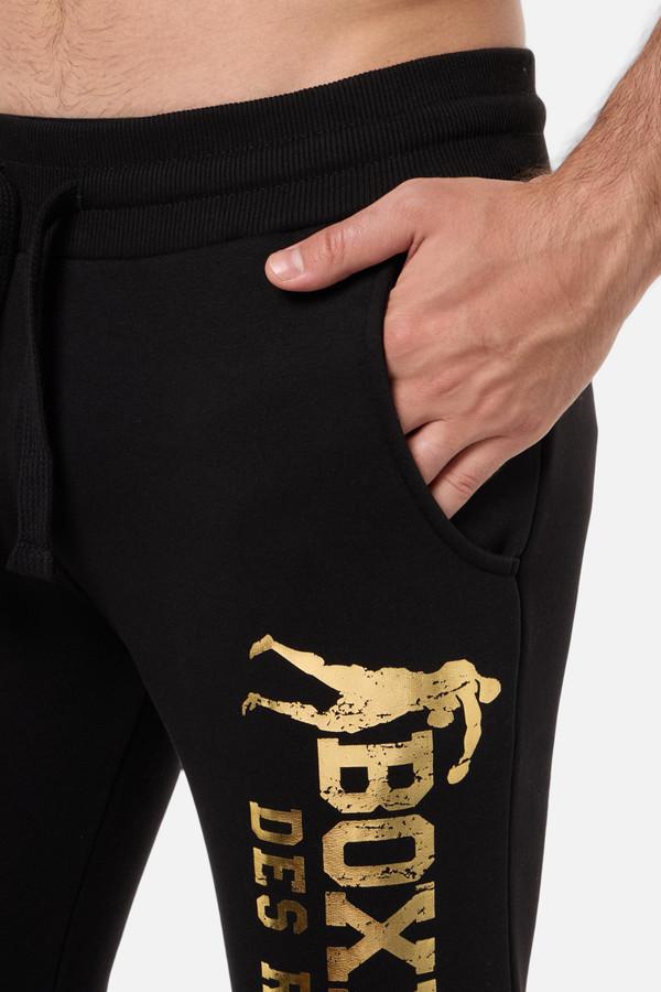 Pantalone Nero Slim Fit Con Patch Black-Gold