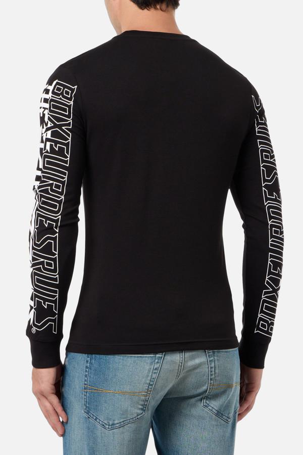 T-Shirt Nera A Manica Lunga Con Stampe Black