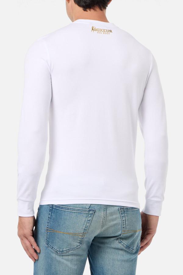 T-Shirt Bianca A Manica Lunga Con Stampe Oro E Nero