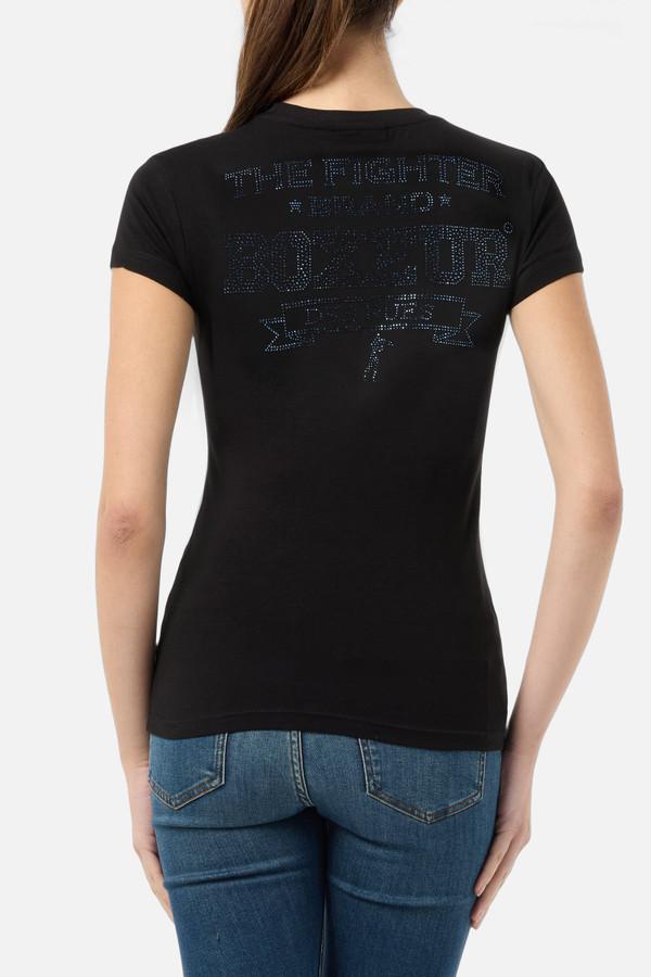 T-Shirt Nera Con Strass Black