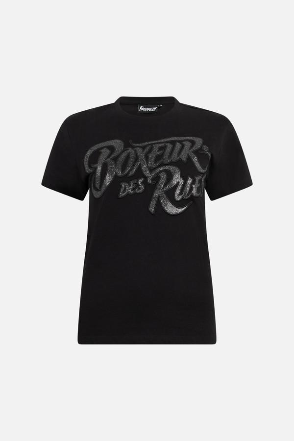 T-Shirt Nera Con Logo Ricamato