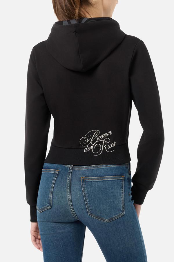 Felpa Nera e Oro Corta Con Cappuccio