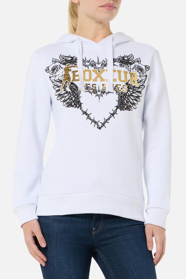 Felpa Bianca e Oro Con Cappuccio