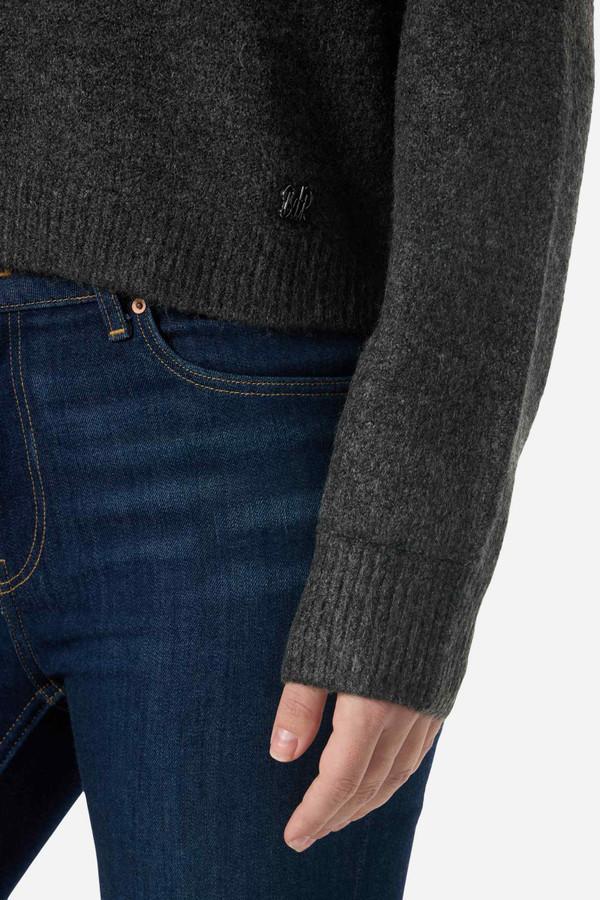 Maglione Anthracite A Collo Alto Con Strass