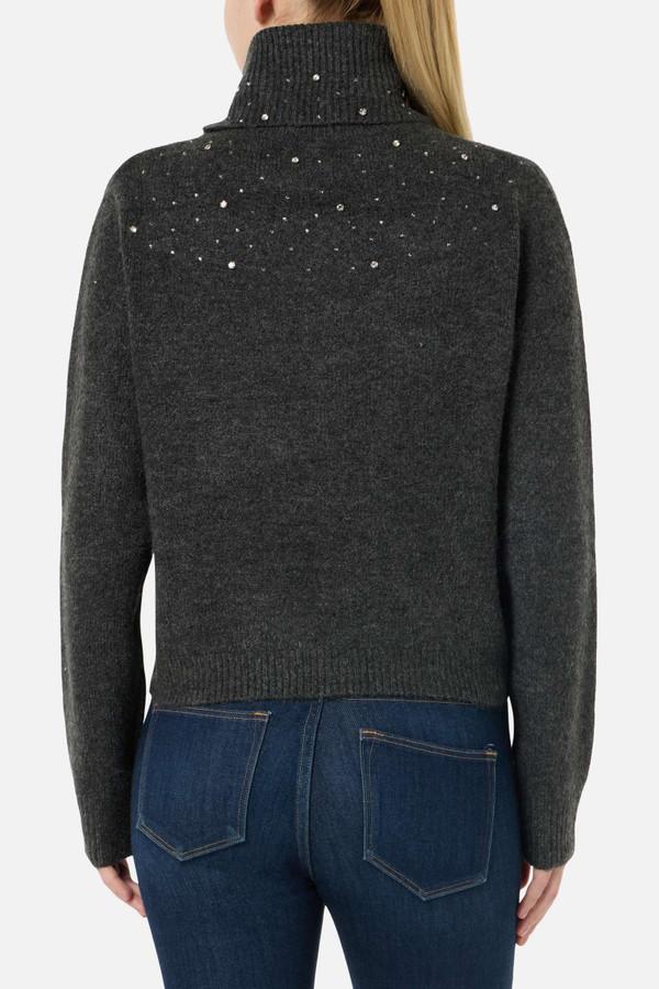 Maglione Anthracite A Collo Alto Con Strass
