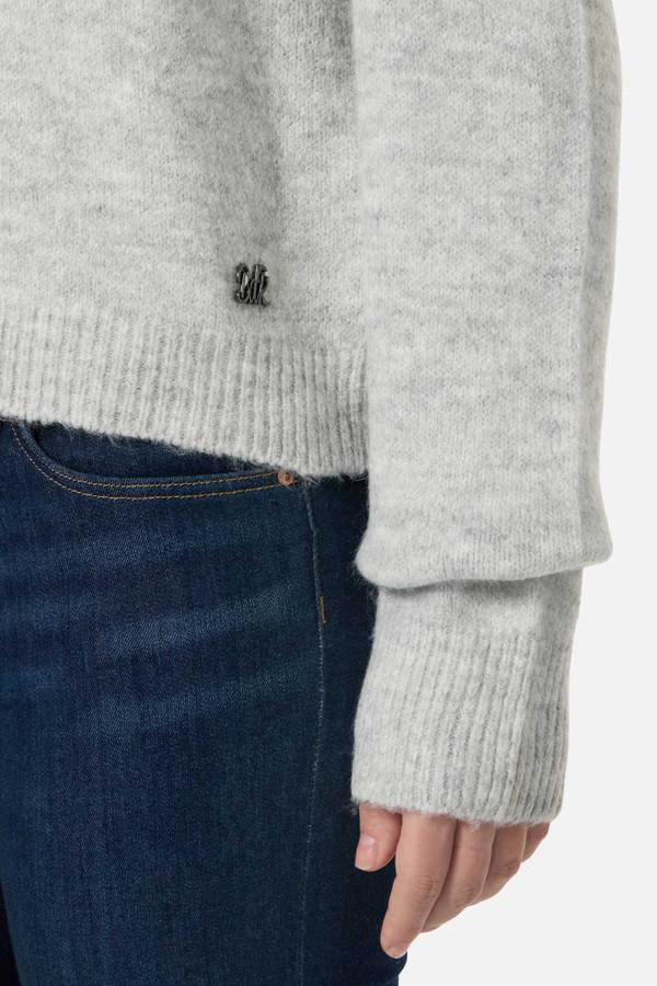 Maglione Grigio A Collo Alto Con Strass