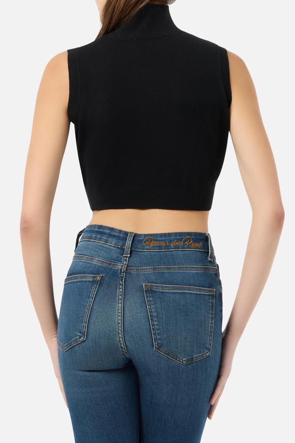 Gilet Nero Corto In Maglia