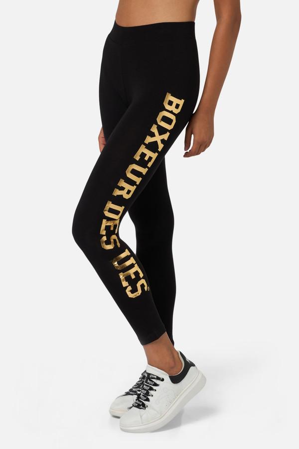Leggings Neri Con Logo Frontale Black-Gold