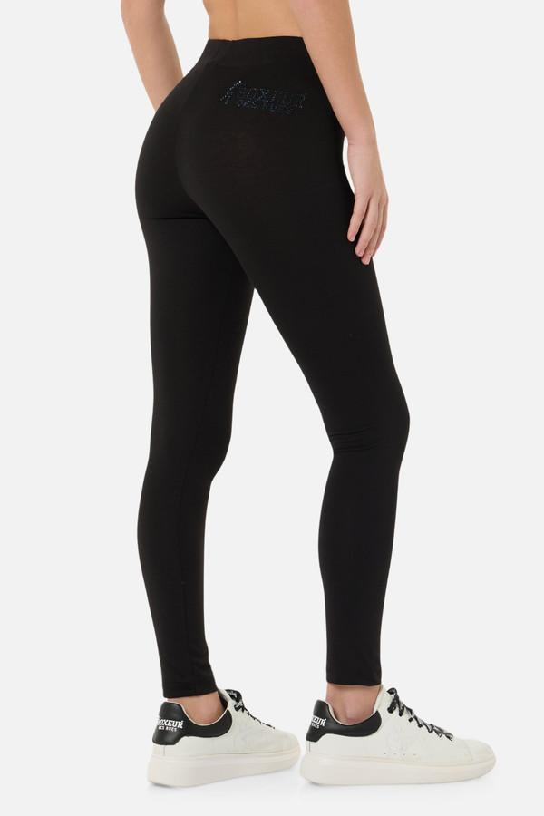 Leggings Neri Con Logo Frontale