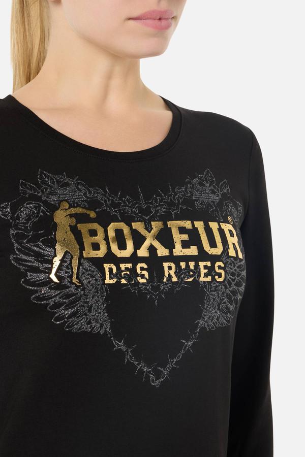 T-Shirt Nera E Oro A Manica Lunga