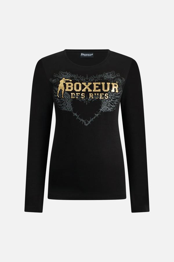 T-Shirt Nera E Oro A Manica Lunga