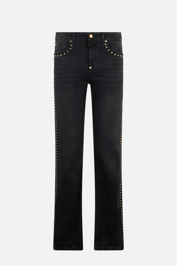 Jeans Neri A Zampa Con Borchie