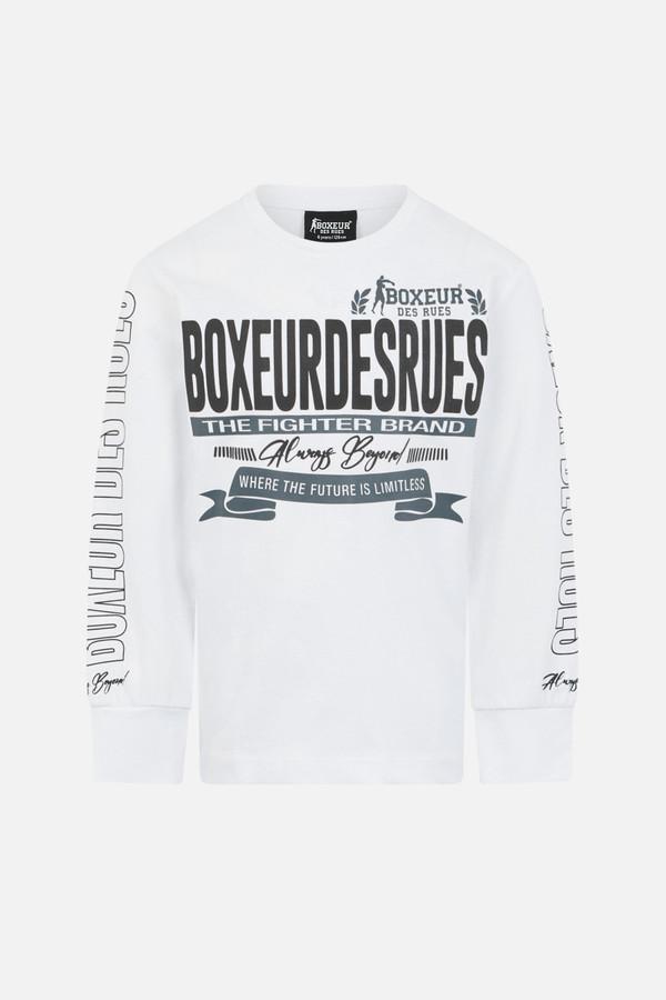 T-Shirt Bianca A Manica Lunga Con Stampe Oro White