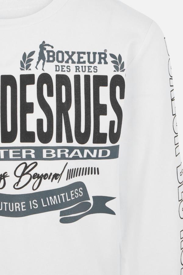 T-Shirt Bianca A Manica Lunga Con Stampe Oro White