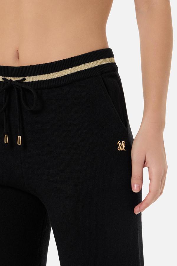 Pantalone Nero In Maglia Slim Fit