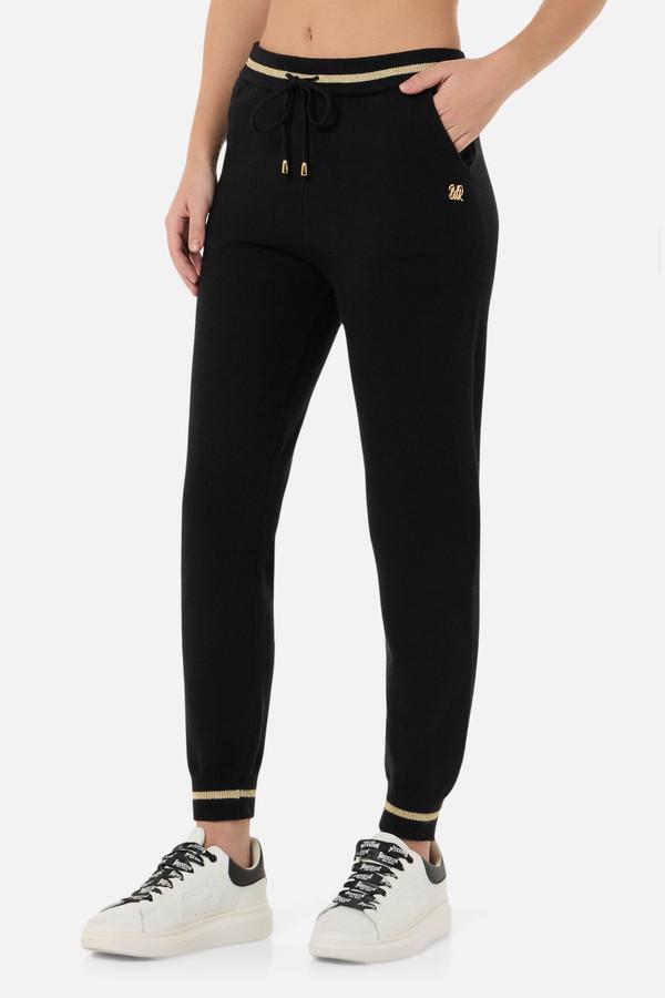 Pantalone Nero In Maglia Slim Fit