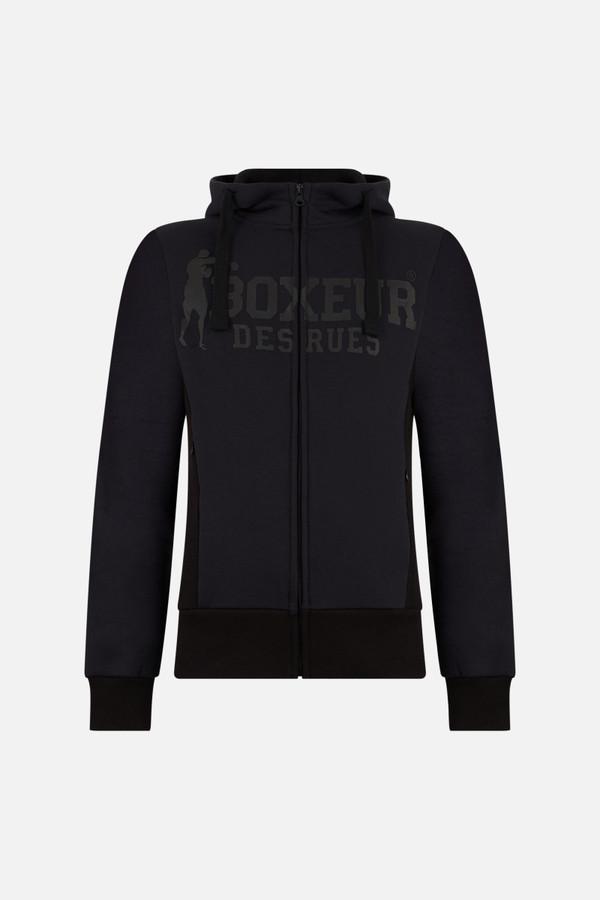 Felpa Logo Antracite Con Cappuccio E Zip