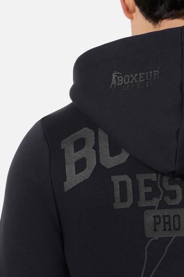 Felpa Logo Antracite Con Cappuccio E Zip