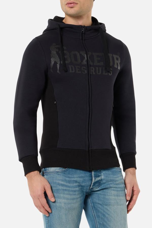 Felpa Logo Antracite Con Cappuccio E Zip