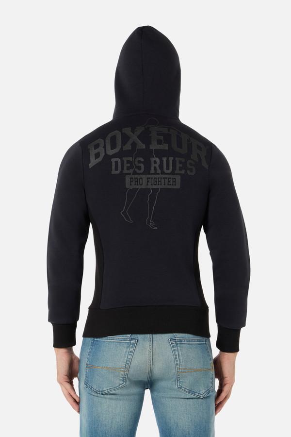 Felpa Logo Antracite Con Cappuccio E Zip