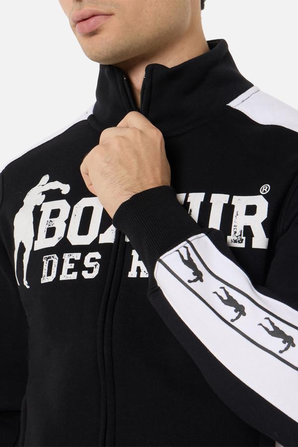 Felpa Collo Alto Nera Con Inserti A Contrasto