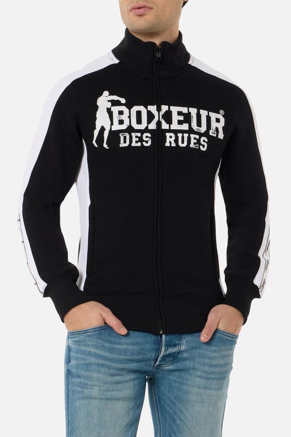 Felpa Collo Alto Nera Con Inserti A Contrasto