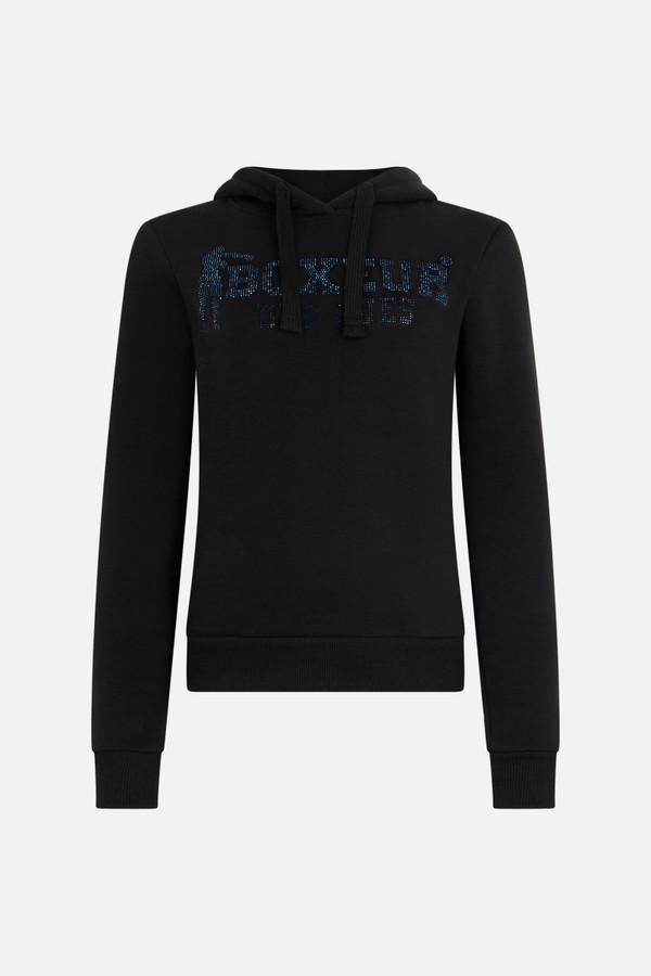 Felpa Nera Con Cappuccio