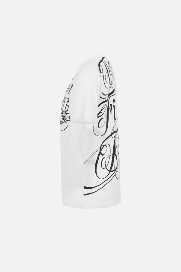 T-Shirt Bianca Graficata In Stile Chicano