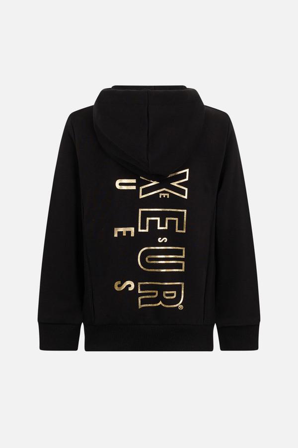 Felpa Logo Con Cappuccio Black-Gold