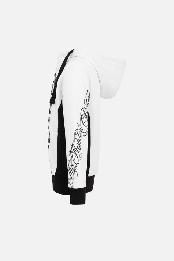 Felpa Logo Con Cappuccio White