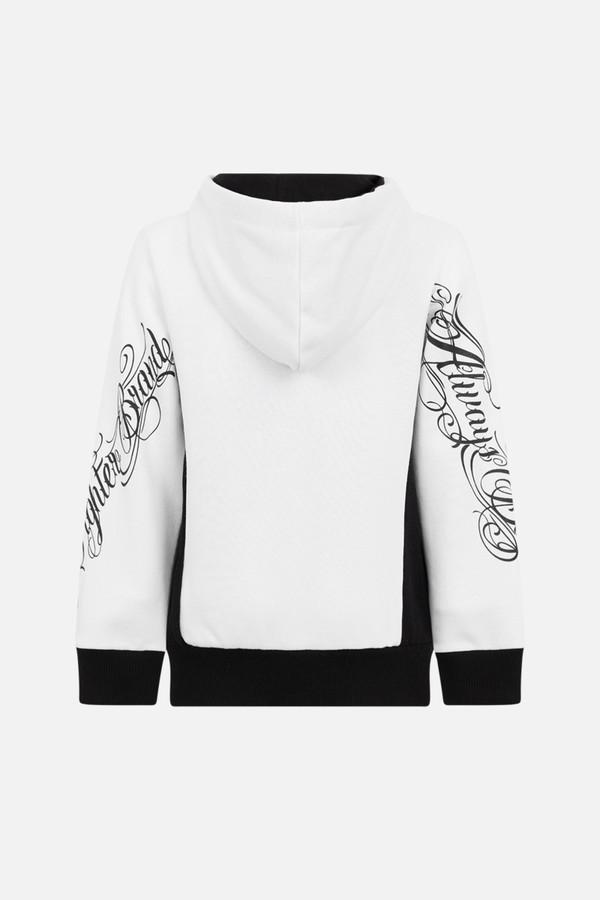 Felpa Logo Con Cappuccio White