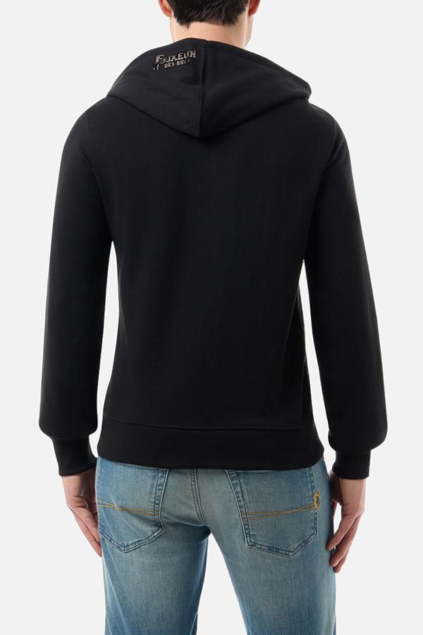 Felpa Logo Nera Con Cappuccio E Zip