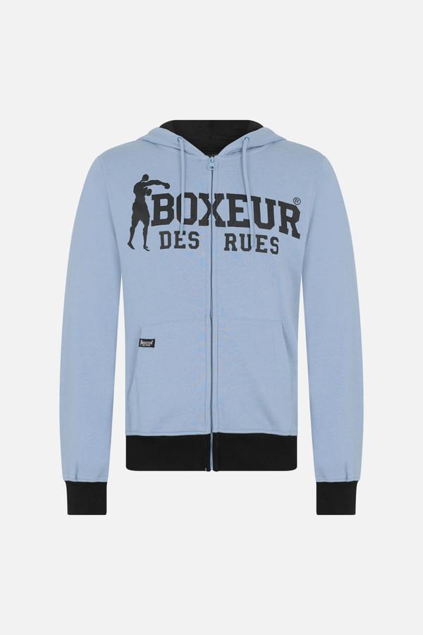 Felpa Logo Azzurra Con Cappuccio E Zip