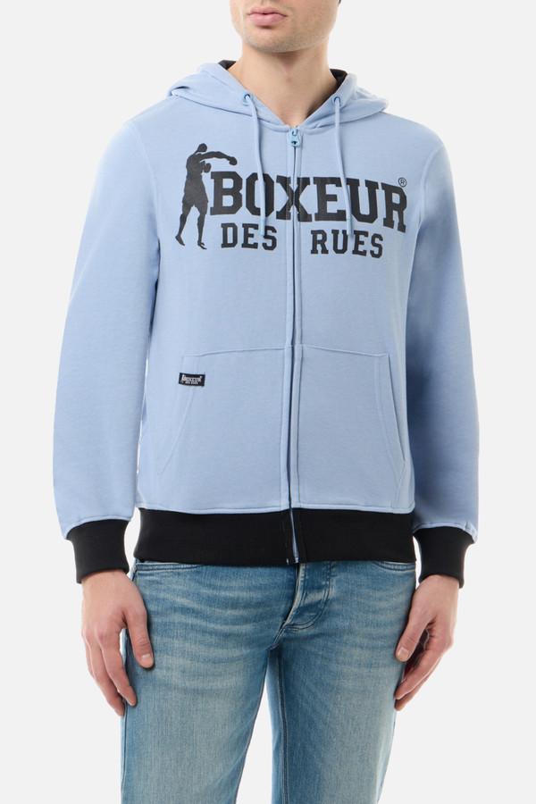 Felpa Logo Azzurra Con Cappuccio E Zip