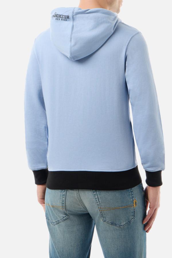 Felpa Logo Azzurra Con Cappuccio E Zip